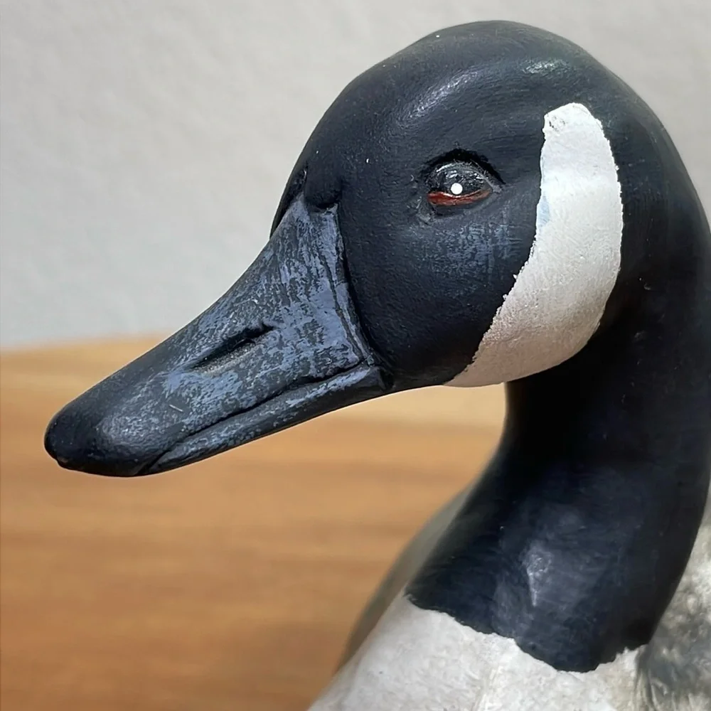 Vintage Hand Crafted Hand Made ‘87 Ceramic Goose Black &White Rustic Cabin Decor